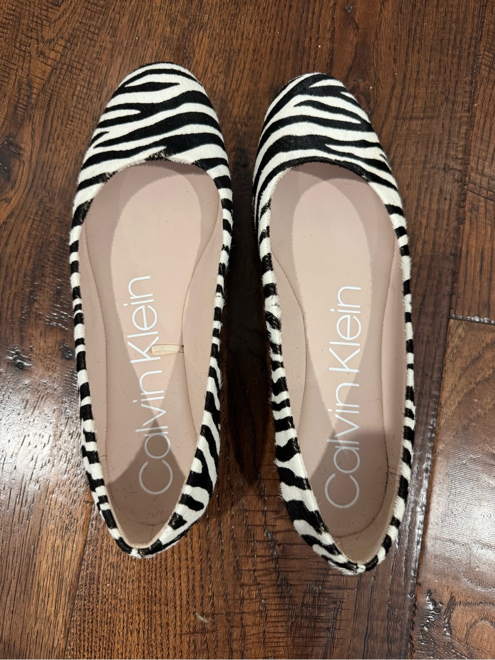 Calvin Klein Zebra-Print Ballet Flats - Black & White